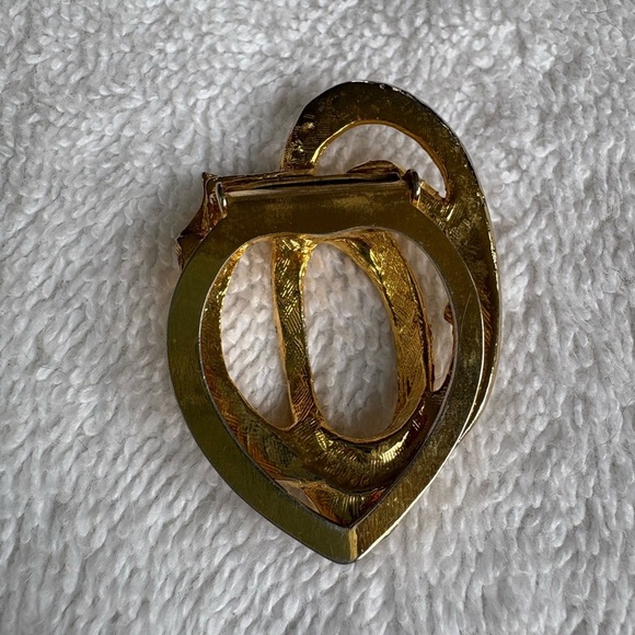 Vintage Gold Tone Abstract Scarf Slide / Clip - Unisex Accessory - Picture 9 of 9
